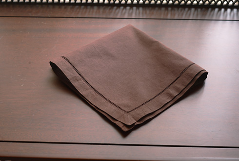 Hemsttich handkerchief with Chocolate Fondant colored
